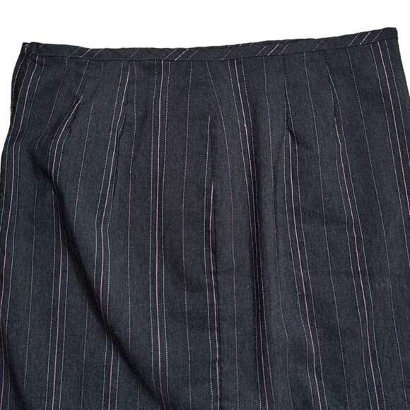 Vintage Y2K 2000s Pink White Striped Black Preppy Office Siren Low Waist Skirt - Picture 5 of 6